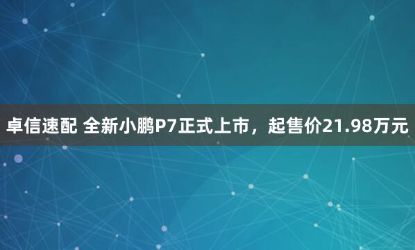 卓信速配 全新小鹏P7正式上市，起售价21.98万元